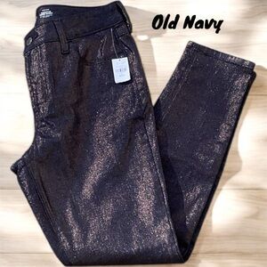 Old Navy NWT Women's Shimmer Jeans Dark Blue High Rise Rockstar Super Skinny